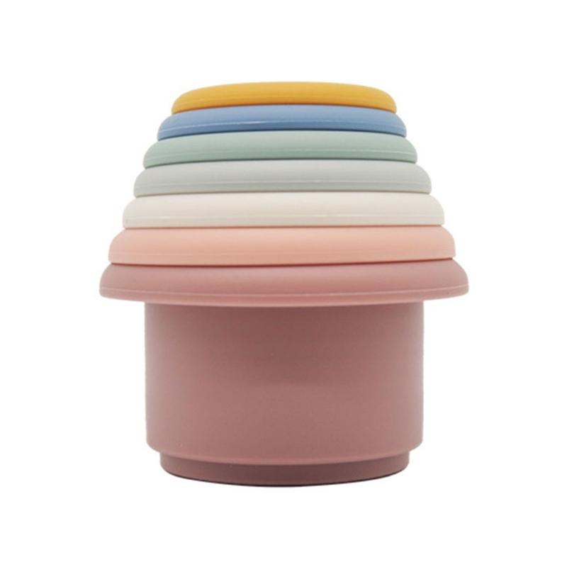 Hourglass Stacking Cup Water Playing Toys for Pools Bathtub Shower Interactive Toy for Baby 6M+ Early Learning 7Pieces