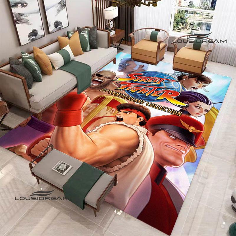 Klassisches Spiel Street Fighter Bedruckter Teppich Wohnzimmer Schlafzimmer Teppich Rutschfeste Fußmatte Foto-Requisiten Geburtstagsgeschenk
