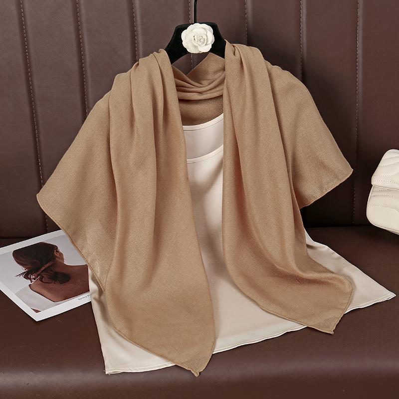 90*90Cm Thin Soft Square Scarves For Women Simplicity Solid Color Cotton Linen Headscarf Muslim Female'S Hijabs Bag Accessories