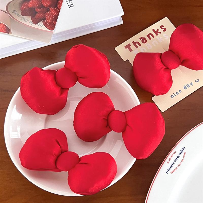 1/5Pcs Large Size Red Bowknot Hair Clips Women Sweet Duck Bill Bangs Hairpins Girl Cotton Filling Cute Children Fashion Headwear