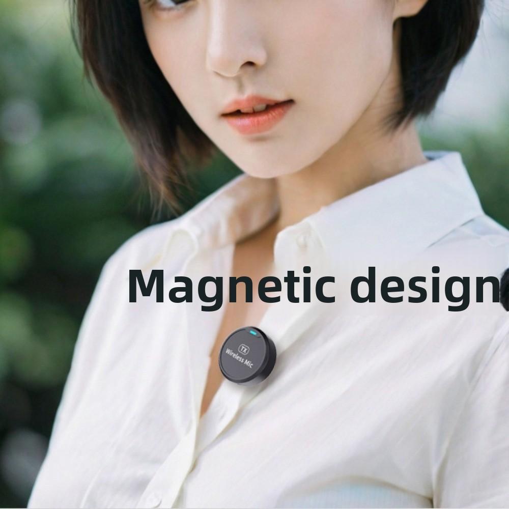 2 In 1 Lavalier Microphone Magnetic Attraction Wireless Lavalier Mic  Smartphone/Laptop/Tablet