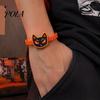 Halloween Themed Jewelry for Kids 2PCS Cartoon Bracelets, Ghost/Pumpkin/Black Cat/Skull/Witch/Little Devil Shape, Adjustable Party Decorations
