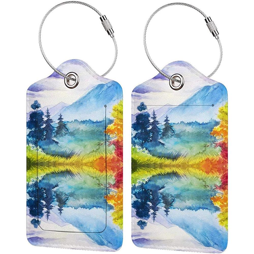 Stylish Printed Leather Luggage & ID Tag Set
