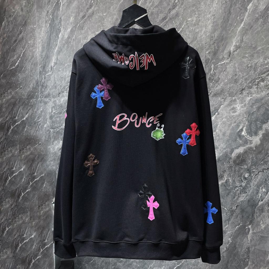 8653 CHROME HEARTS New Spring and Autumn Plus-size Thin Style Classic Style Logo Hooded Sweatshirt for Couples