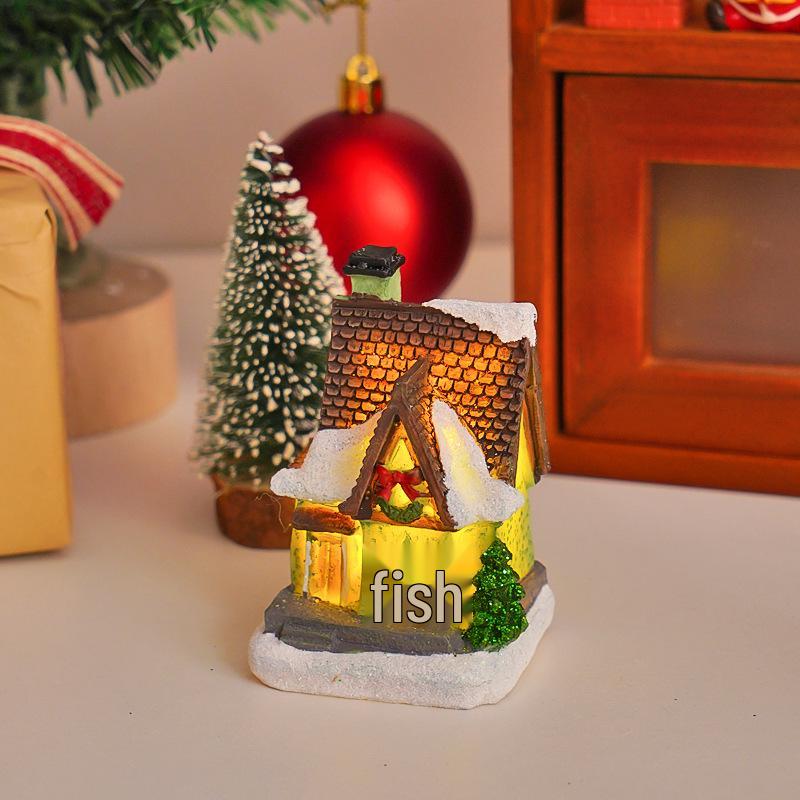 Luminous Christmas Micro-Landscape Cottage Decorations for Festive Atmosphere