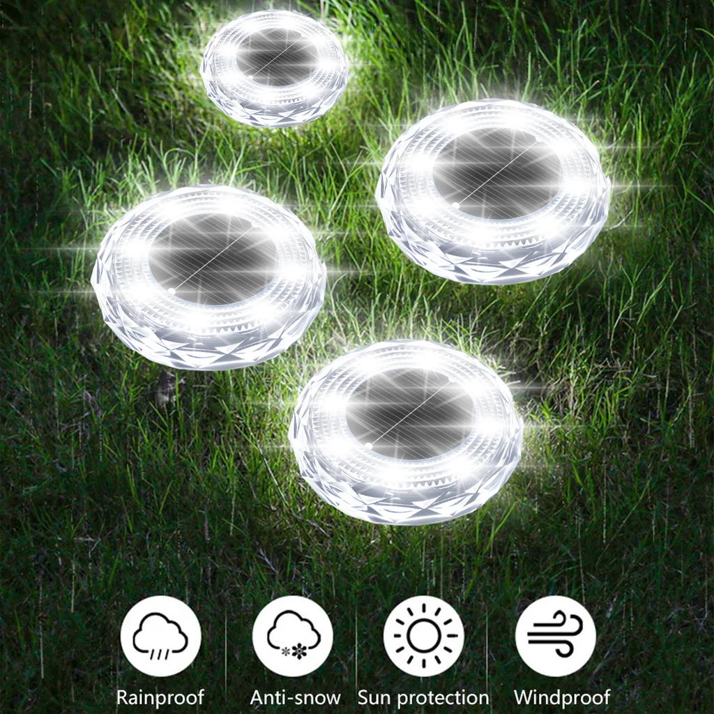 8LED Solarenergie Scheibenleuchte Außen Garten Solar Untergrundleuchte Deckleuchte Scheinwerfer Eingebaute Solar LED Lampe Gartendekoration