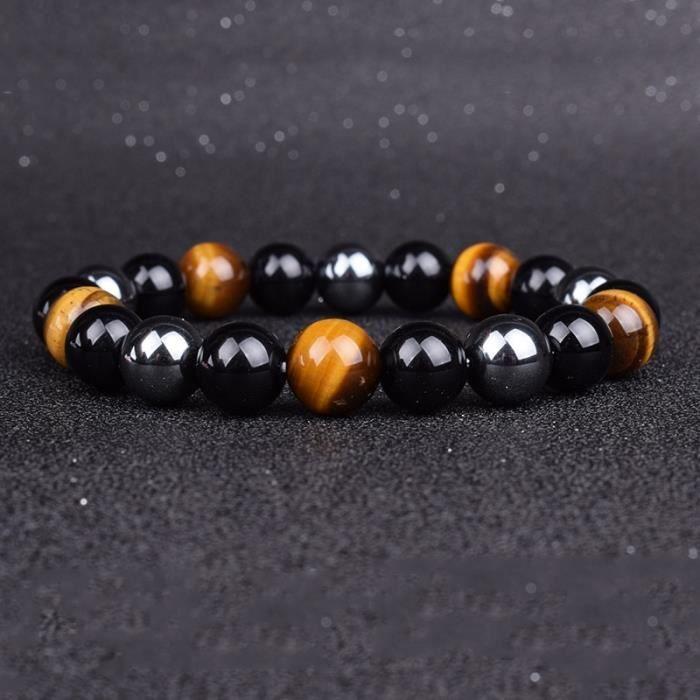 Bracelet - HEMATITE - 13-6mm - Équilibre énergétique - Obsidienne - Mixte