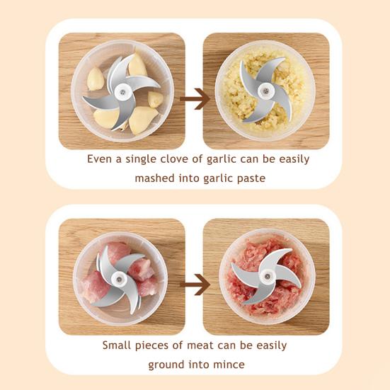 Electric Garlic Chopper Mini Rechargeable Cordless Veggie Chopper with 6 Blades Portable Electric Garlic Mincer for Kitchen Gadget