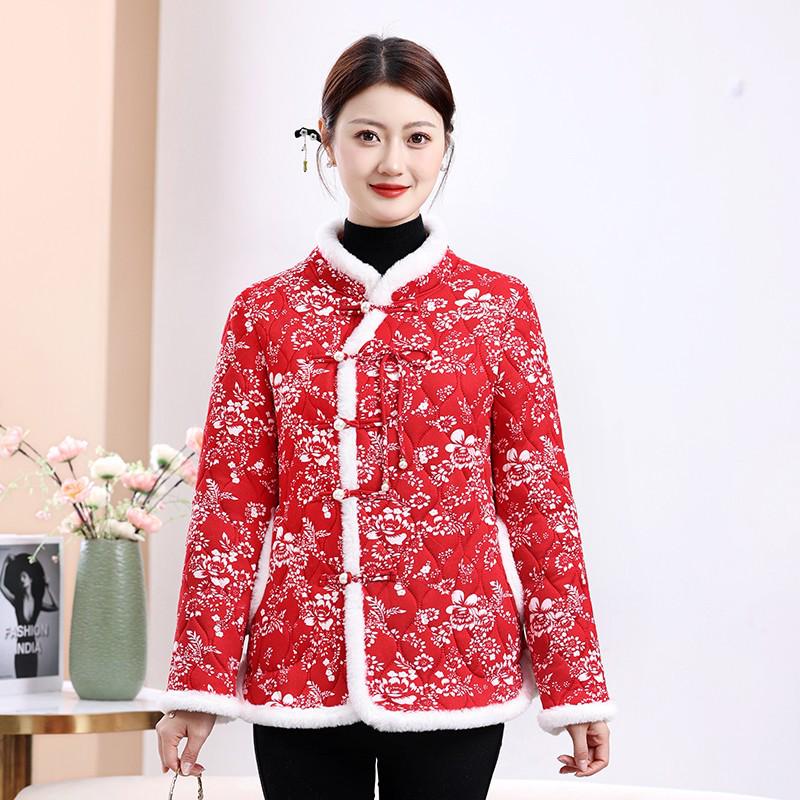 Retro Ethnic Floral Cotton Jacket: Warm Winter Wear for Women