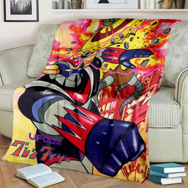Cartoon UFO Robot Grendizer Anime Blanket,Soft Throw Blanket for Home Bedroom Bed Sofa Picnic Travel Office Cover Blanket Kids