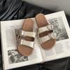Flat-bottomed Slippers Women's Summer Fashion Belt Buckle Soft Bottom Versatile Word Lazy Pedal Beach Cool Slippers