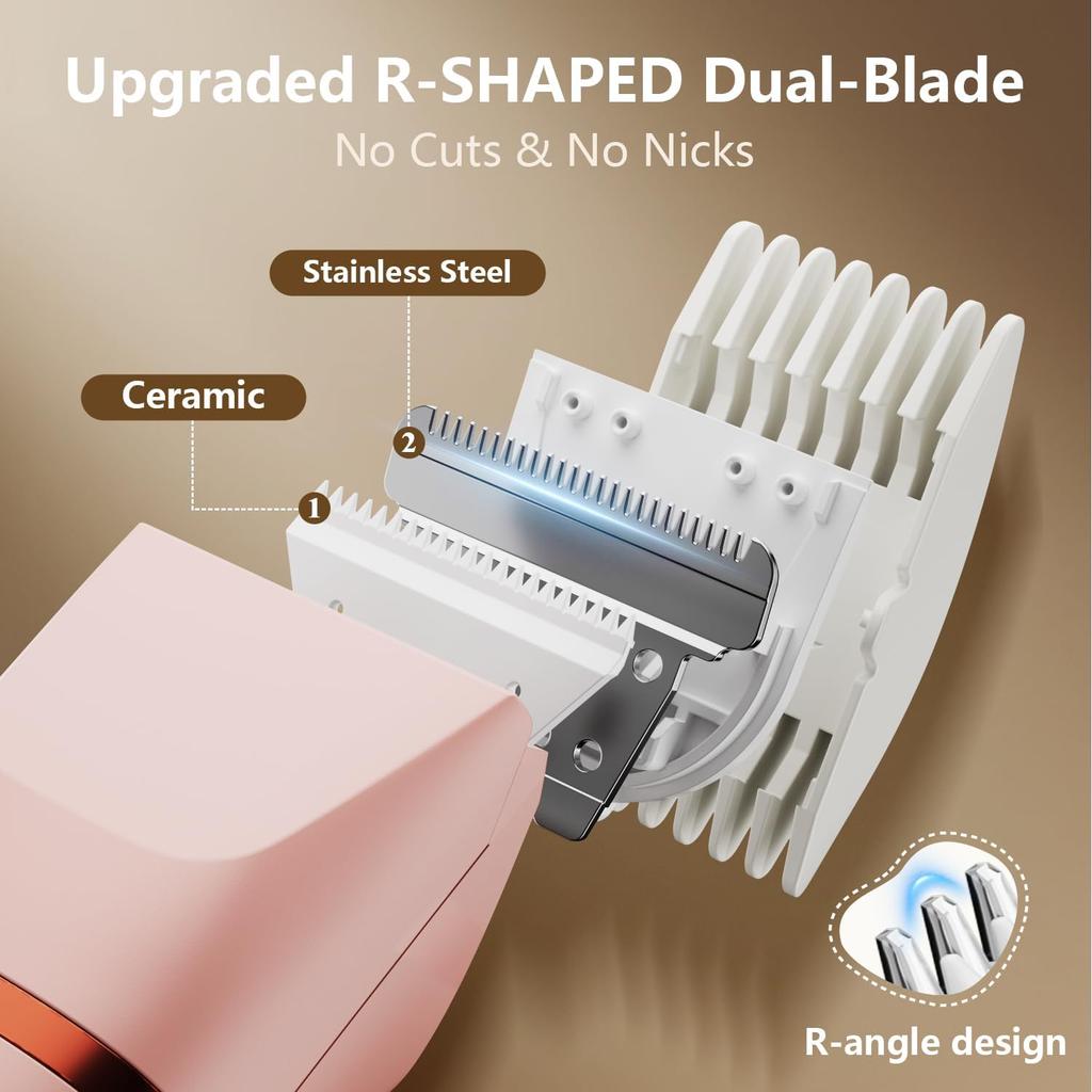 Bikini Trimmer for Women - Painless Waterproof Electric Razor Remover Foil Shaver for Leg, Body, Armpit & Facial Hair, Cordless with Ceramic