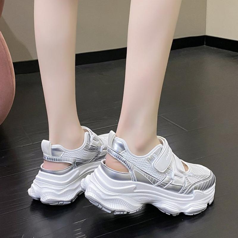 

Модные женские сандалии на платформе, сетчатые дышащие кроссовки для бега, массивные кроссовки, летняя обувь для тенниса 2024 года, новые роскошные кроссовки из вулканизированной ткани 35 белый