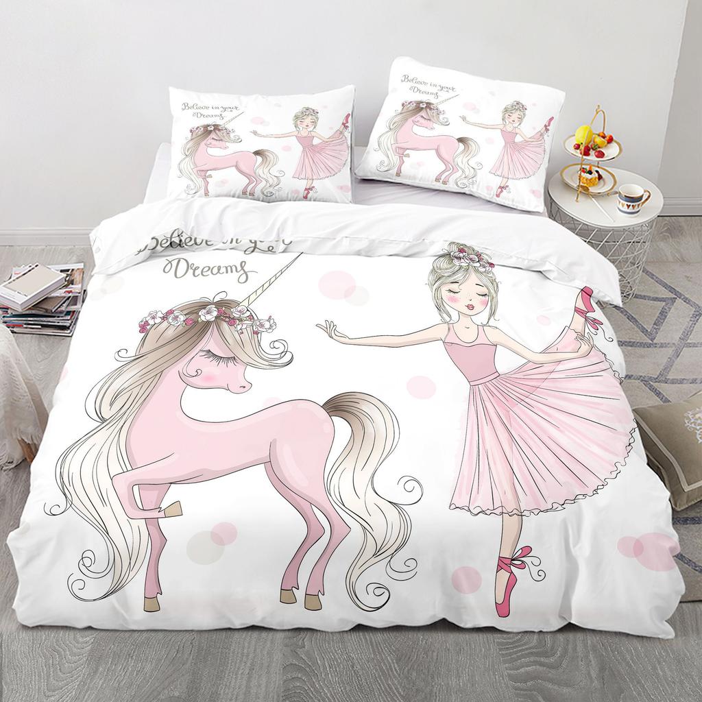 Ballet Girl Swan Dance 3D Digital Printing Bedding Kit Bedding Three-Piece Set
