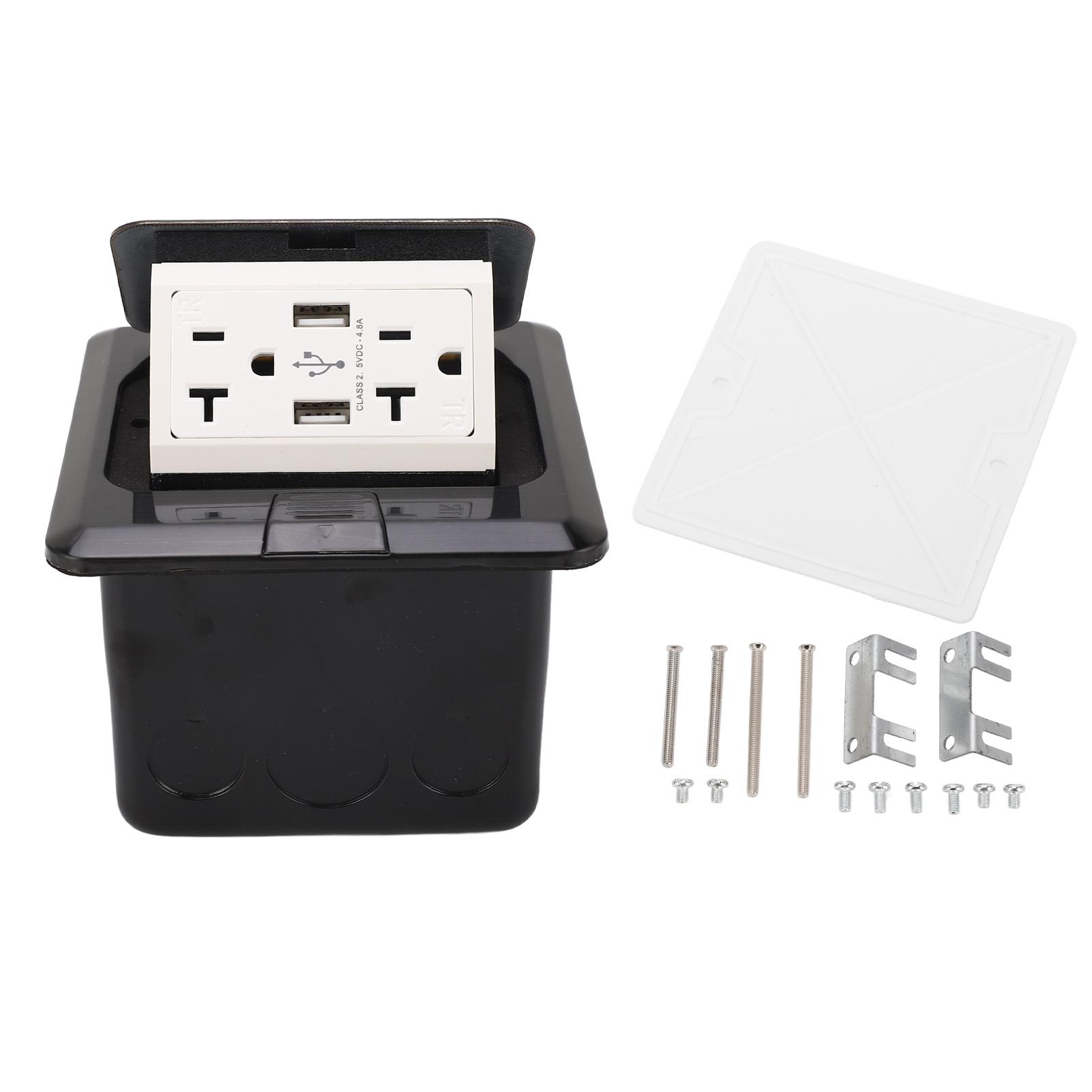 

Desktop Socket 20A Power Strip Table Connection Box 3 Hole Outlets Dual USB AC