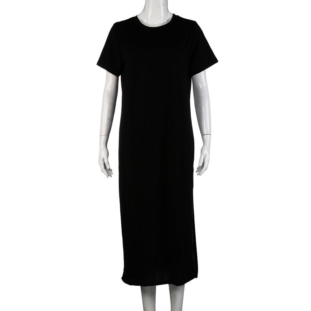 Damen Sexy Kleid mit seitlichem hohem Schlitz und kurzen Ärmeln, lässig, figurbetontes Kleid