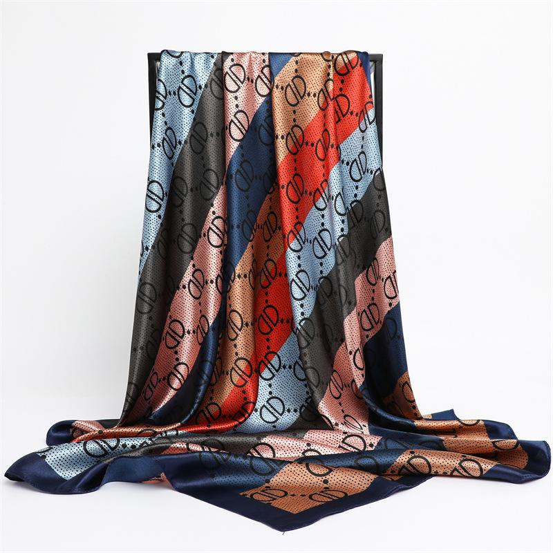 90 * 90 cm Nytt silkeskjerf Dame Vår- og sommerdekorativt skjerf Solkrem reisesjal Høst- og vinterskjerf tynn utgave