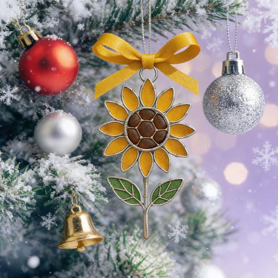 Sunflower Sea Glass Ornament Handmade Acrylic Sunflower Xmas Tree Hanging Decor Rustic Vintage Suncatcher for Living Room Farmhouse Wall Decor