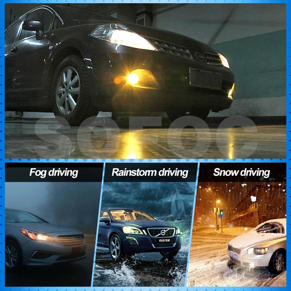 SOFOC PSY24W Car Halogen DRL Turn Signal Lamp Fog Lamp 24W Amber Yellow 3000K Ultra Bright 2pcs