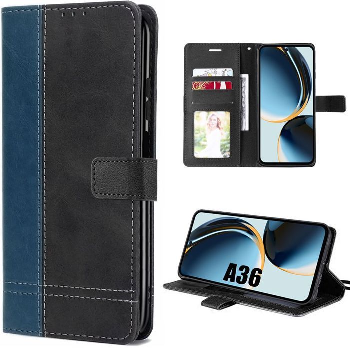 Coque de protection - BOOLING - pour Samsung Galaxy A36 5G - Antichoc - Simili cuir bicolore - Béquille réglable