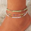 Bohemian Multilayer Rice Bead & Shell Anklet Set