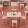 Miniature Wooden Doll Dining Set 1/12 Scale Plastic Table And Chairs 5Pcs Photo Props