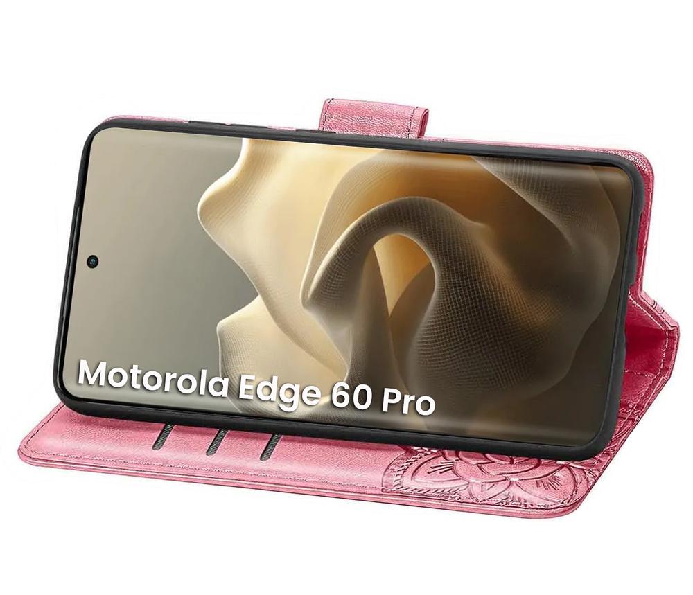 Flip Case for Motorola Edge 60 Pro, Butterfly - Pink