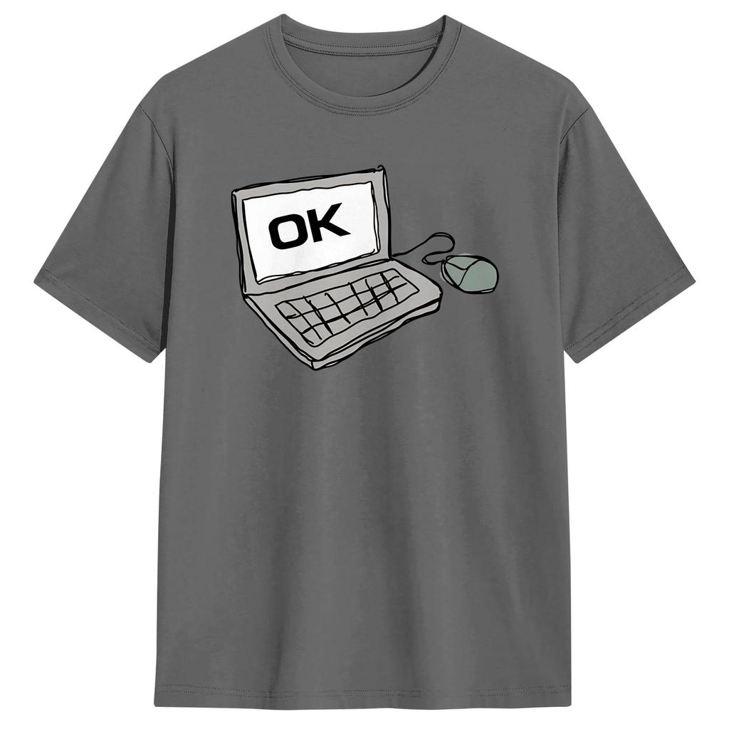 Oversized T Shirt OK COMPUTER Cotton TShirts Hippie Tee Shirt for Couple Summer Y2K Basic Pattern Short Sleeve Top Tees