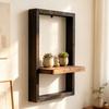 Étagère Flottante Murale Forme Carrée Étagère Murale en Bois Étagère Vintage pour Plantes Chambre à Coucher