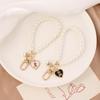Pearl Car Alloy Keychain with Creative Bear & Heart Charm Accessory for Bags & Earphone Cases