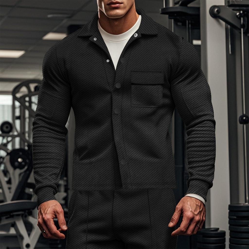 Herren Twill Revers Langarm Jacke Einreihig Einfarbig Schlank Jacke Twill Hose Anzug