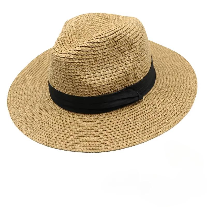 Summer Hat Women Wide Brim Straw Panama Foldable Hat Beach Sun Protection Hat