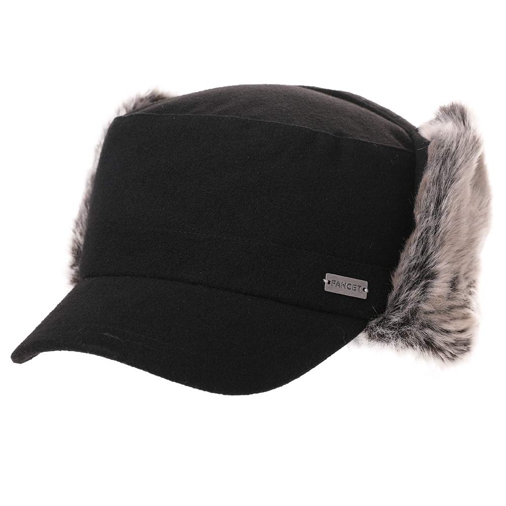 Siggi Cap with Ear Work Cold Weather Earmuff Military Warm and Soft for Fall and Men and Perfect for Snow and Outdoor Plus Sizes and Black Flaps, Cap,