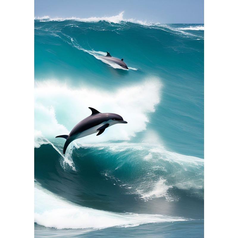 Leaping Dolphins Wall Pictures Canvas Painting Wall Art Natural Sea Life Posters and Prints for Living Room Home Decor Mural