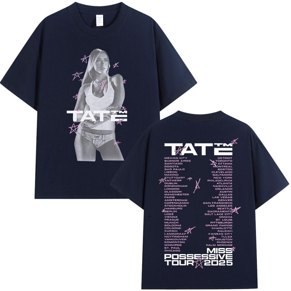 Tate McRae Miss Possessive Tour Merch T-shirt Unisex Donna Harajuku Girocollo Manica Corta T-shirt Cotone Casual T-shirt Streetwear