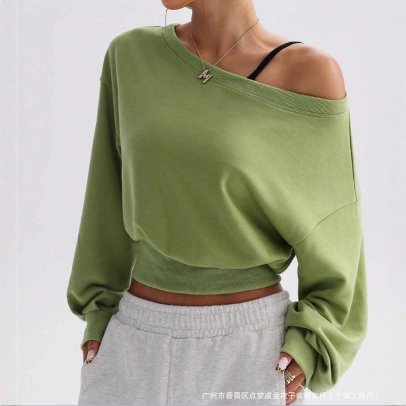 Damen S Sexy Schulterfrei Langarm Einfarbig Street Style Sweatshirt