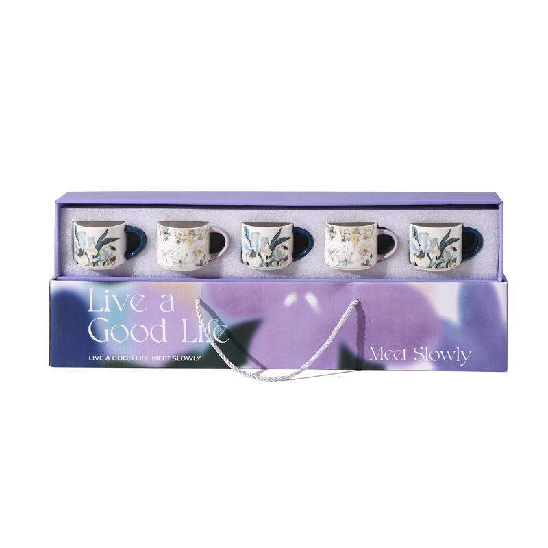 Iris High Value Coffee Cup Business Gift Set Retro Floral Ceramic Water Cup Tea Cup Souvenir