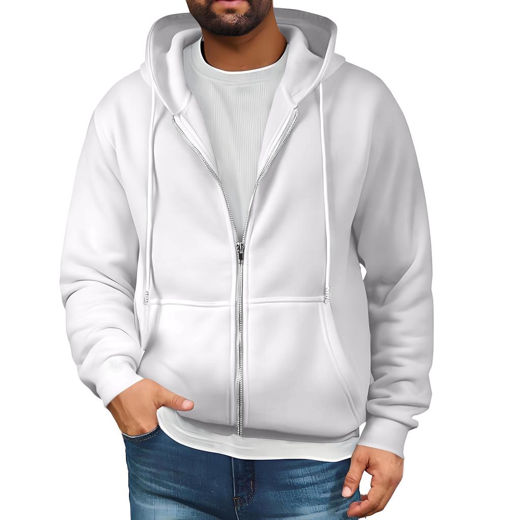 Mens Full Zip Hooded Drawstring Hoodies Pullover Sweatshirts Casual Long Sleeve Shirts