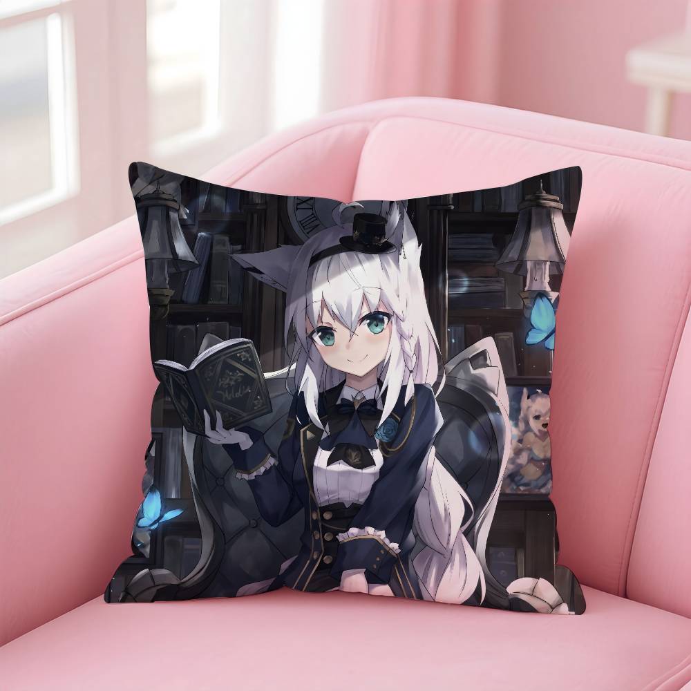 Cute S-Shirakami F-Fubuki Pillow Case Comfort Sofa Bed Silky elegant Invisible zipper Custom Decorative cushion cover