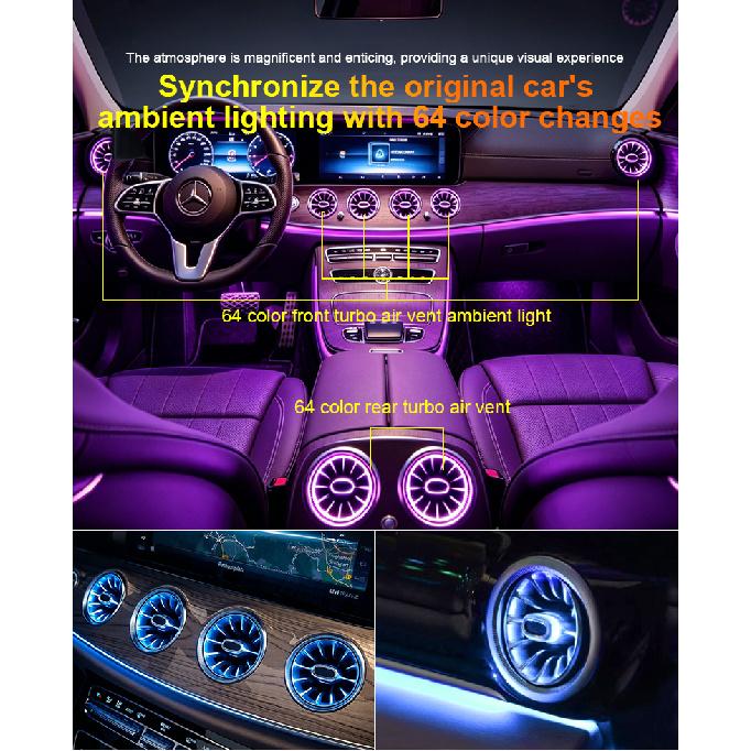 For Mercedes Benz C238 W238 E-Class Coupe Accessories Air Vents LED Ambient Light Car Interior Decoration Atmosphere RGB 64Color Neon Lights 4