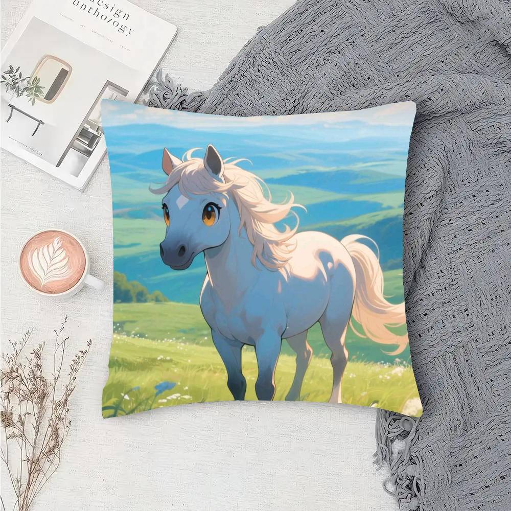Color Horse Pillow Case Fashion Square Pillowcase Bedroom Sofa Room Ins Decoration Leisure