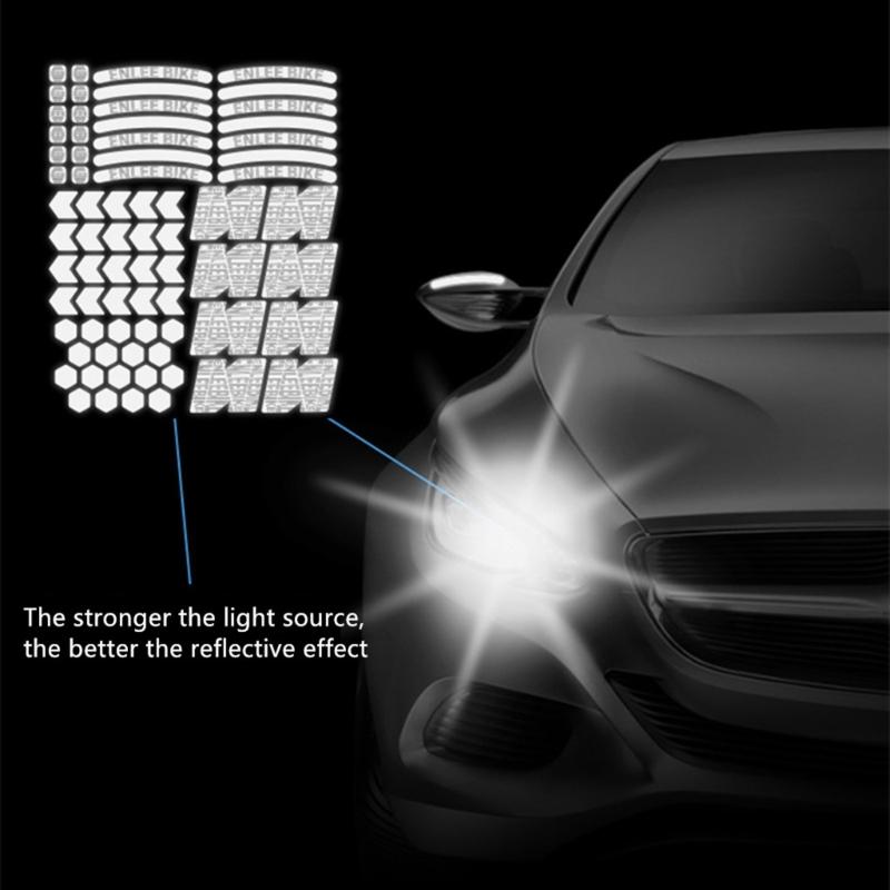 72Pcs Bike Reflective Stickers Reflective Decals Self-Adhesive Waterproof Reflective Tape Night Safety Sticker Reflector