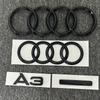 For Audi A3 Front and Rear Ring Logo Bright Black Quattro Tail Logo Set 2010-2020 Modified Badge Car Sticker