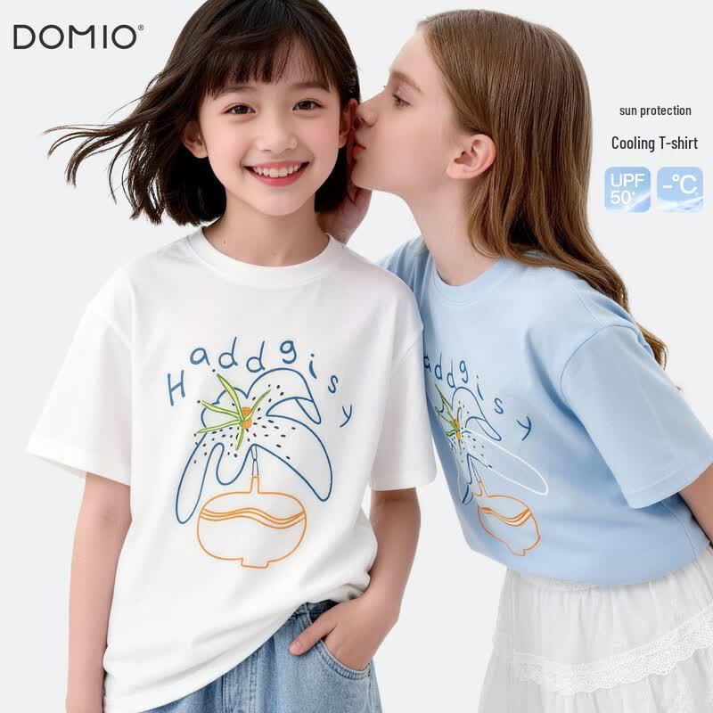 Girls  Summer Floral Print Short Sleeve T-Shirt 150
