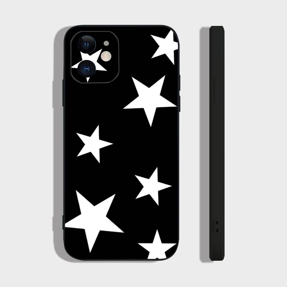 Star Leopard Print Phone Case For IPhone 17 Air 16 15 14 13 Pro Max 11 12 Black Silicone Cover