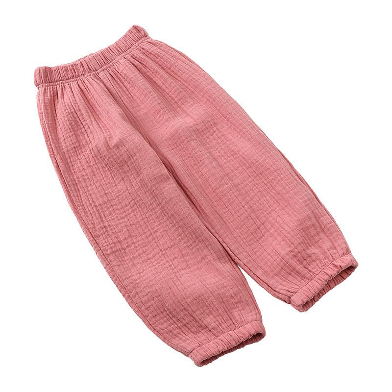Pantalons légers double épaisseur en gaze de coton anti-moustiques pour enfants, coupe ample lanterne, longs, pour garçons et filles, Collection Printemps Été