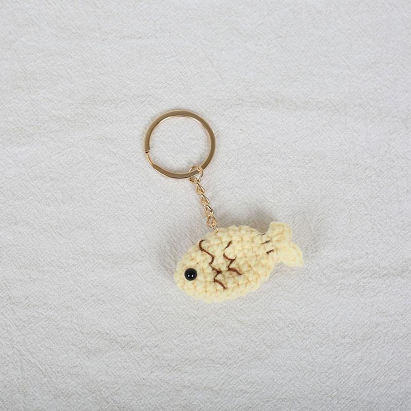 Wollhäkeln Fisch Schlüsselanhänger Handgewebter Schlüsselring Anhänger Niedlicher Kleiner Kreativer Fisch Hängende Taschenanhänger Dekoration