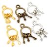 24X13mm 10pcs Antique Silver Plated and Bronze Gold Plated Key Chain Handmade Charms Pendant:DIY for Bracelet Necklace