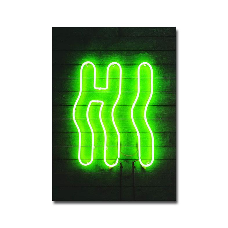 

Happy Beach Neon Poster Привет Зеленый Цитата Художественные принты Модная картина на холсте Минималистичные современные настенные панно для спальни Домашний декор 21x30cm No Framed
