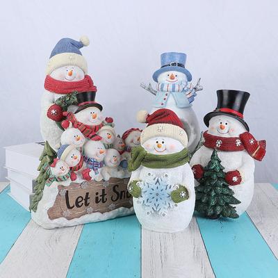 Decoração de Natal Boneco de Neve Fofo Brilhante Luz Noturna Suprimentos para Decoração de Festa Enfeites de Resina Presentes de Natal